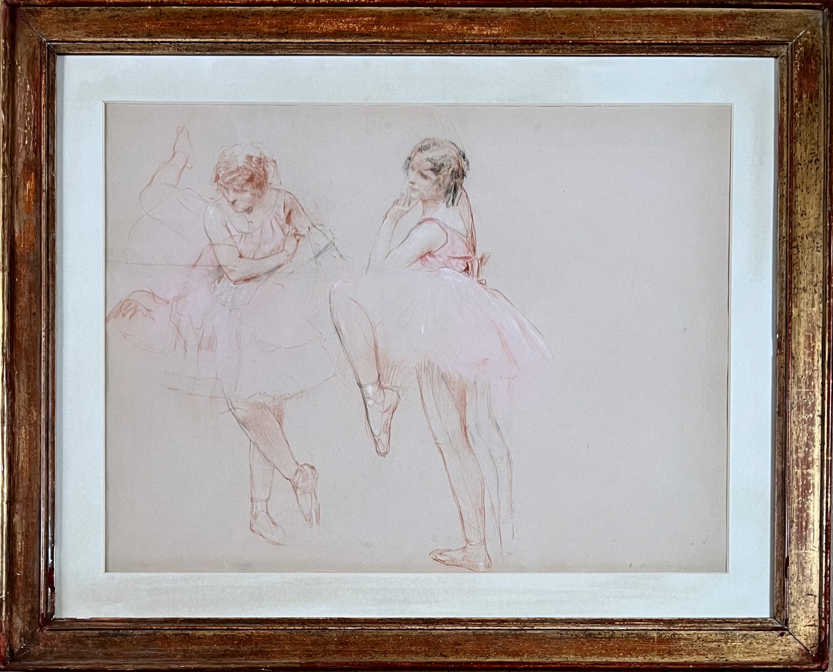 Henri ROYER (1869-1938) Grand dessin, Etude De Danseuses, Sanguine, Pastel et Fusain