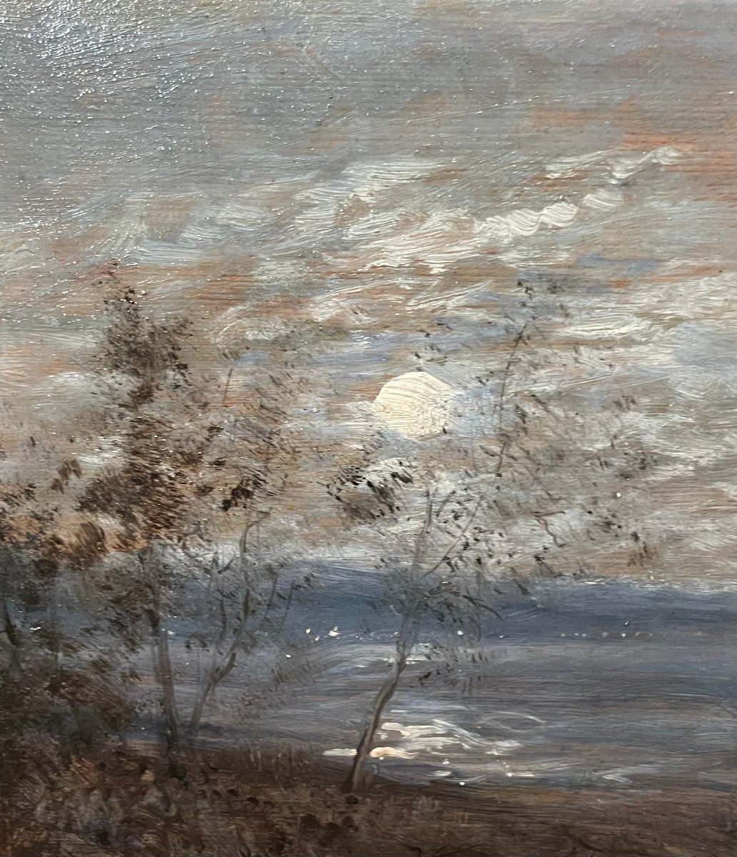 Félix ZIEM  (1821-1911) Clair de Lune, Saint-Hèléne , Huile sur panneau, Signé et daté 1895-photo-2