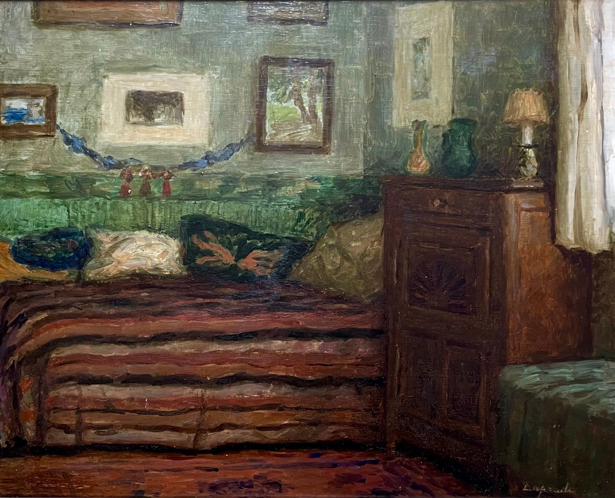 Pierre Laprade (1875-1931) Interior Of The Artist, Oil On Panel, Signed-photo-2