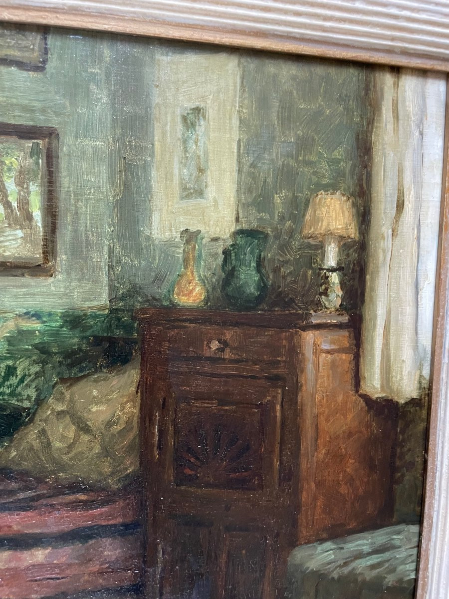 Pierre Laprade (1875-1931) Interior Of The Artist, Oil On Panel, Signed-photo-3