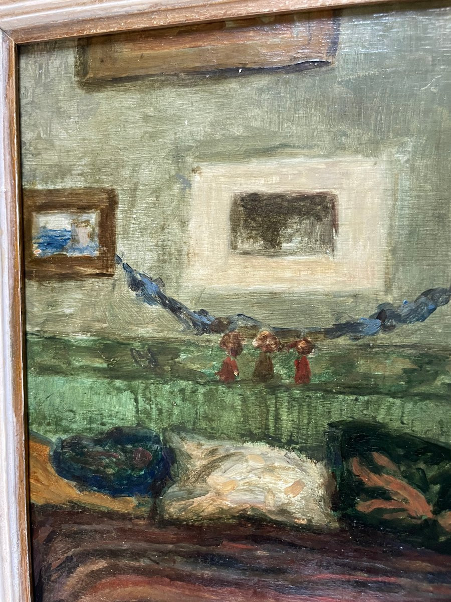 Pierre Laprade (1875-1931) Interior Of The Artist, Oil On Panel, Signed-photo-4