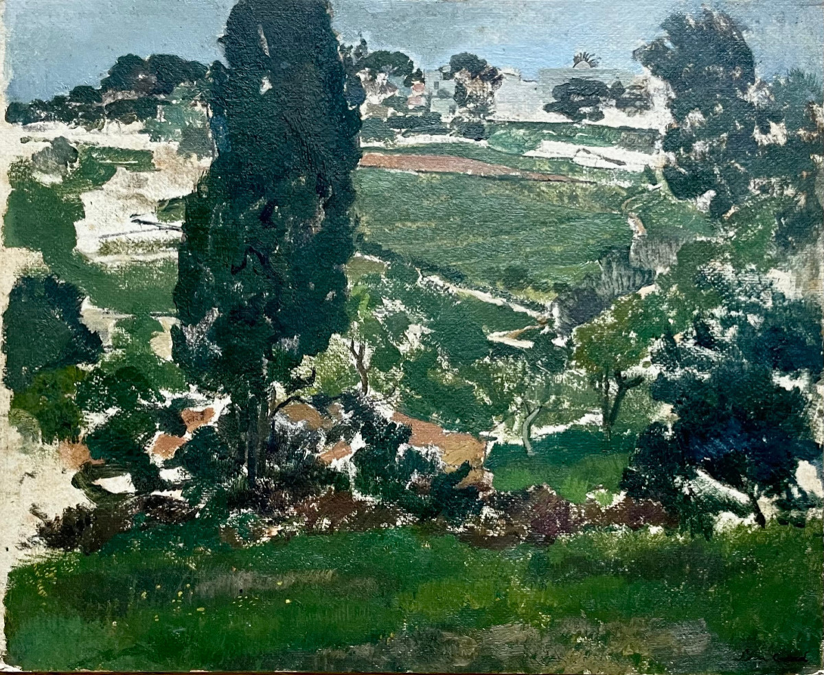 Léon Carré (1878-1942) View Of El Biar, Near Algiers, Oil On Cardboard, Signed