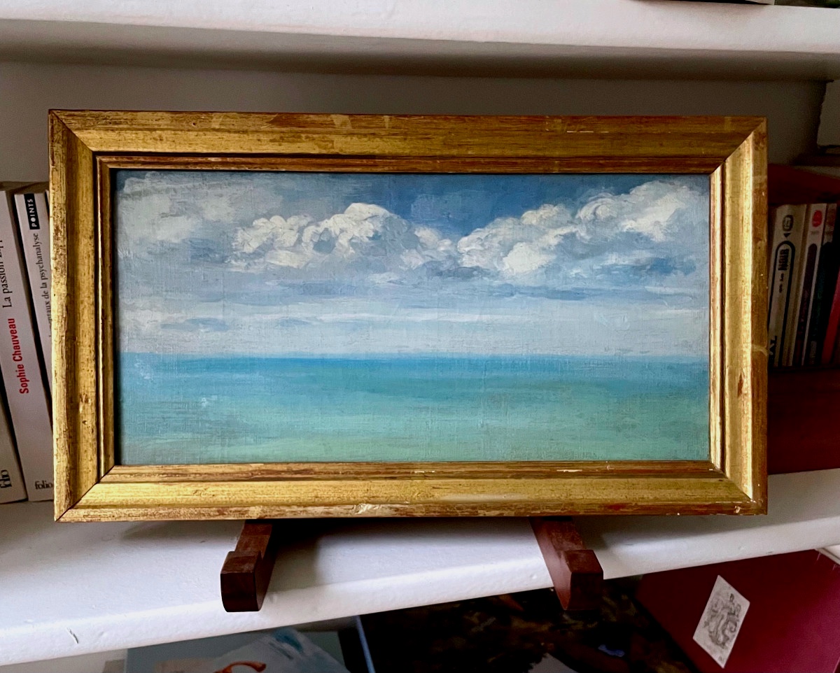 Ecole Française du XIXe siècle, Etude de Ciel, Huile sur toile  marouflée sur carton -photo-3