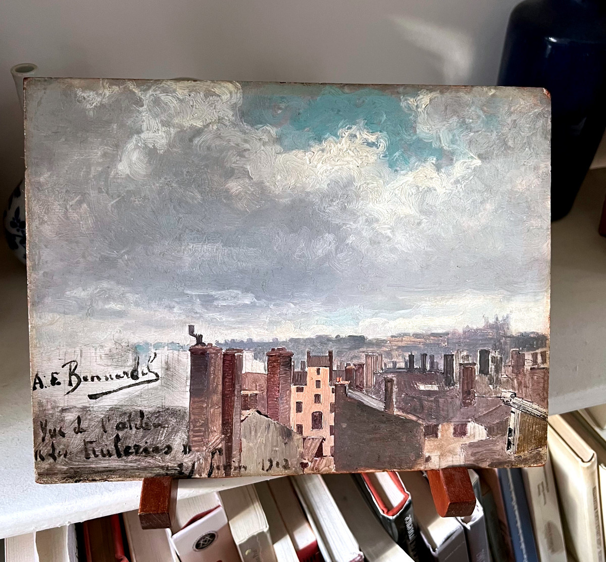 Alexandre-françois Bonnardel (1867-1942) View Of The Rooftops Of Lyon, Oil On Panel, Signed-photo-3