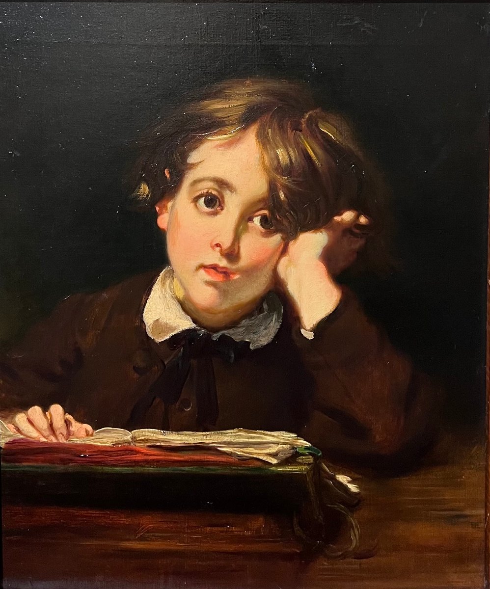 Alfred Dehodencq ( 1822-1882) Portrait Of The Artsite's Son, Edmond. Oil On Canvas, Circa 1870-photo-2