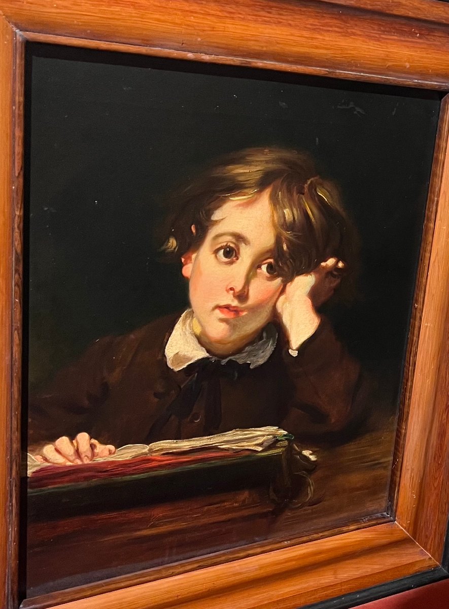 Alfred Dehodencq ( 1822-1882) Portrait Of The Artsite's Son, Edmond. Oil On Canvas, Circa 1870-photo-3