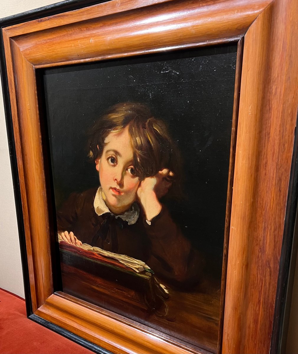Alfred Dehodencq ( 1822-1882) Portrait Of The Artsite's Son, Edmond. Oil On Canvas, Circa 1870-photo-4