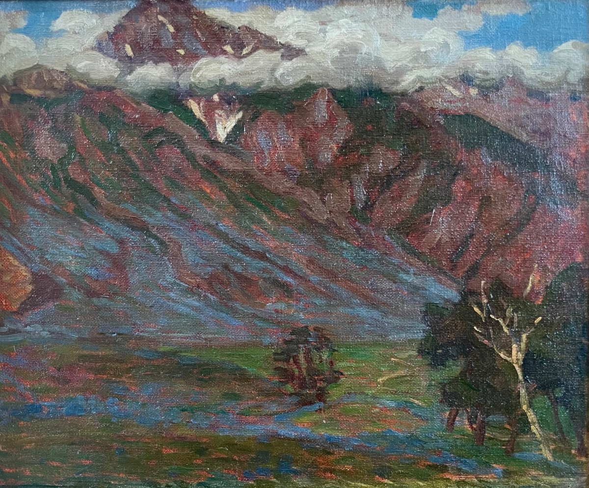 Andrée Karpeles (1885–1956) View Of A Mountain In Sonnarmag, Himalayas, India, Oil On Canvas -photo-2