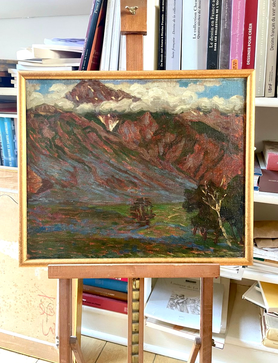 Andrée Karpeles (1885–1956) View Of A Mountain In Sonnarmag, Himalayas, India, Oil On Canvas -photo-3
