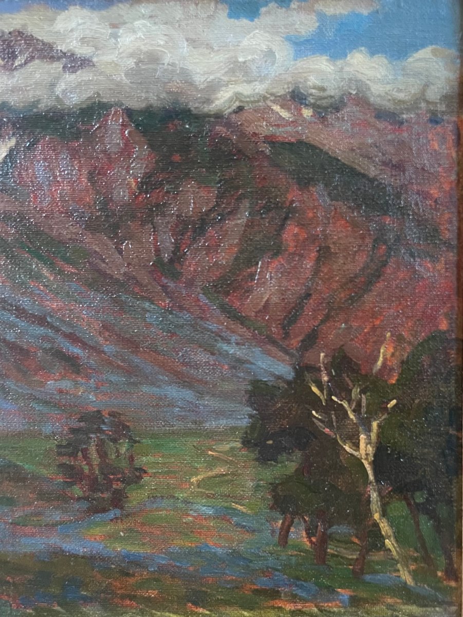 Andrée Karpeles (1885–1956) View Of A Mountain In Sonnarmag, Himalayas, India, Oil On Canvas -photo-1