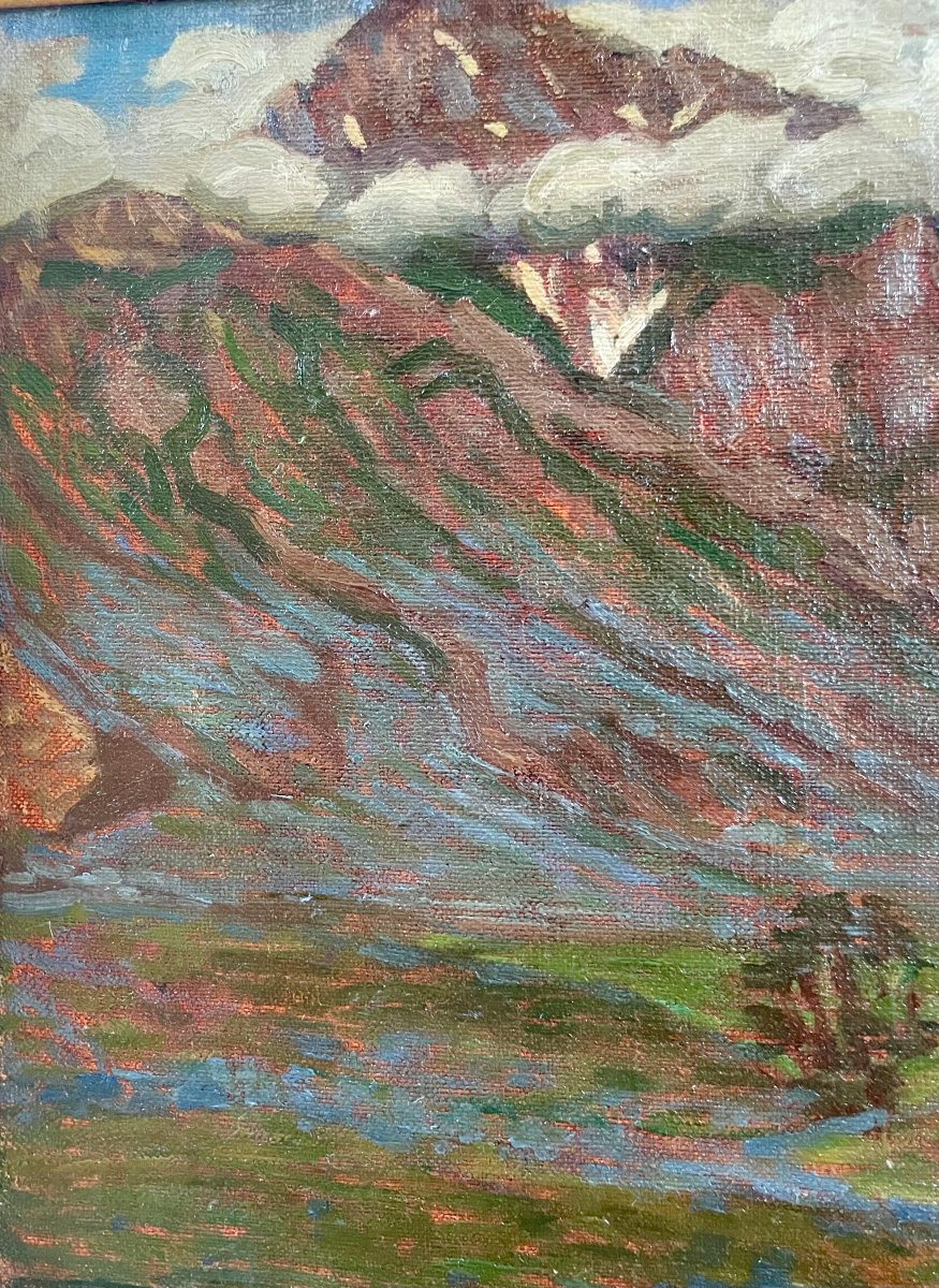 Andrée Karpeles (1885–1956) View Of A Mountain In Sonnarmag, Himalayas, India, Oil On Canvas -photo-2