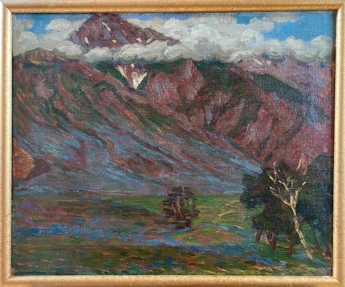 Andrée Karpeles (1885–1956) View Of A Mountain In Sonnarmag, Himalayas, India, Oil On Canvas 