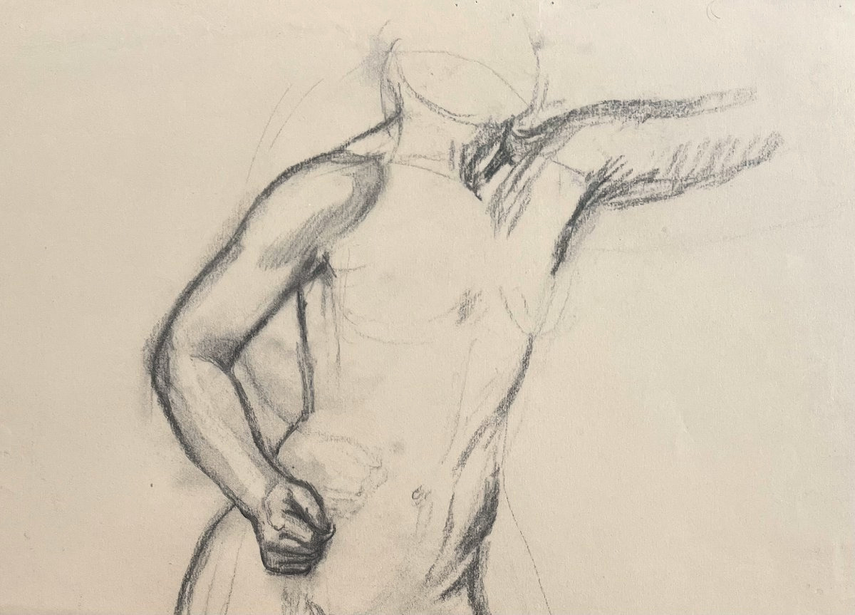 Maurice Denis (1870–1943) Study For *galatea* Or *the Pursuit*, Charcoal On Cream-colored Paper, 1908-photo-3