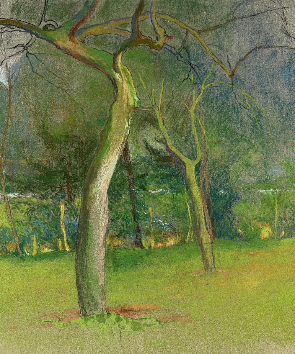 Rodolphe de SAEGHER (1871-1941) Paysage des environs de Gand, Pastel sur papier, Signé, 1915-photo-2