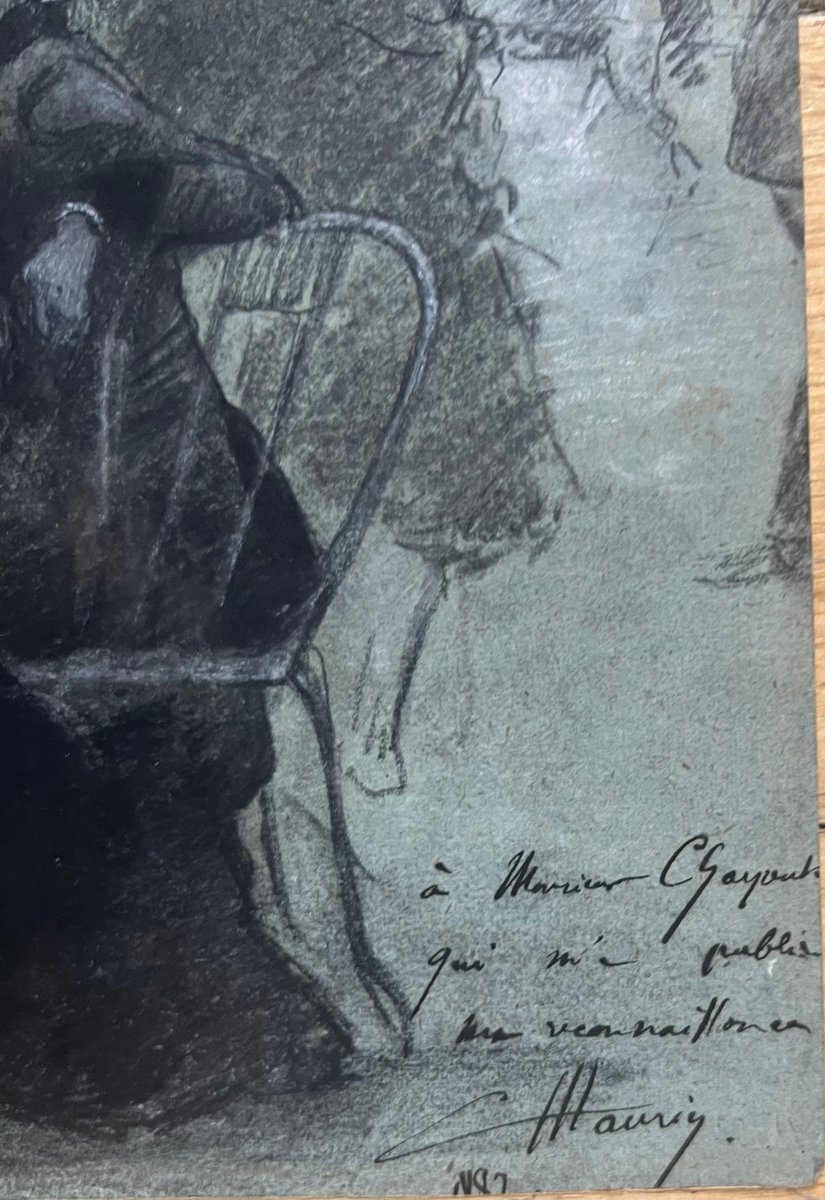 Charles Maurin (1856–1914) *les Grands Boulevards*, Drawing On Blue/gray Paper, Signed And Dated 1887-photo-4