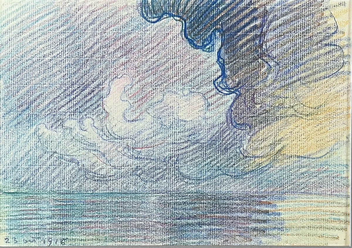 Victor PROUVE (1858-1943) Etude de Ciel, Crayons de couleur sur papier, 1915-photo-2