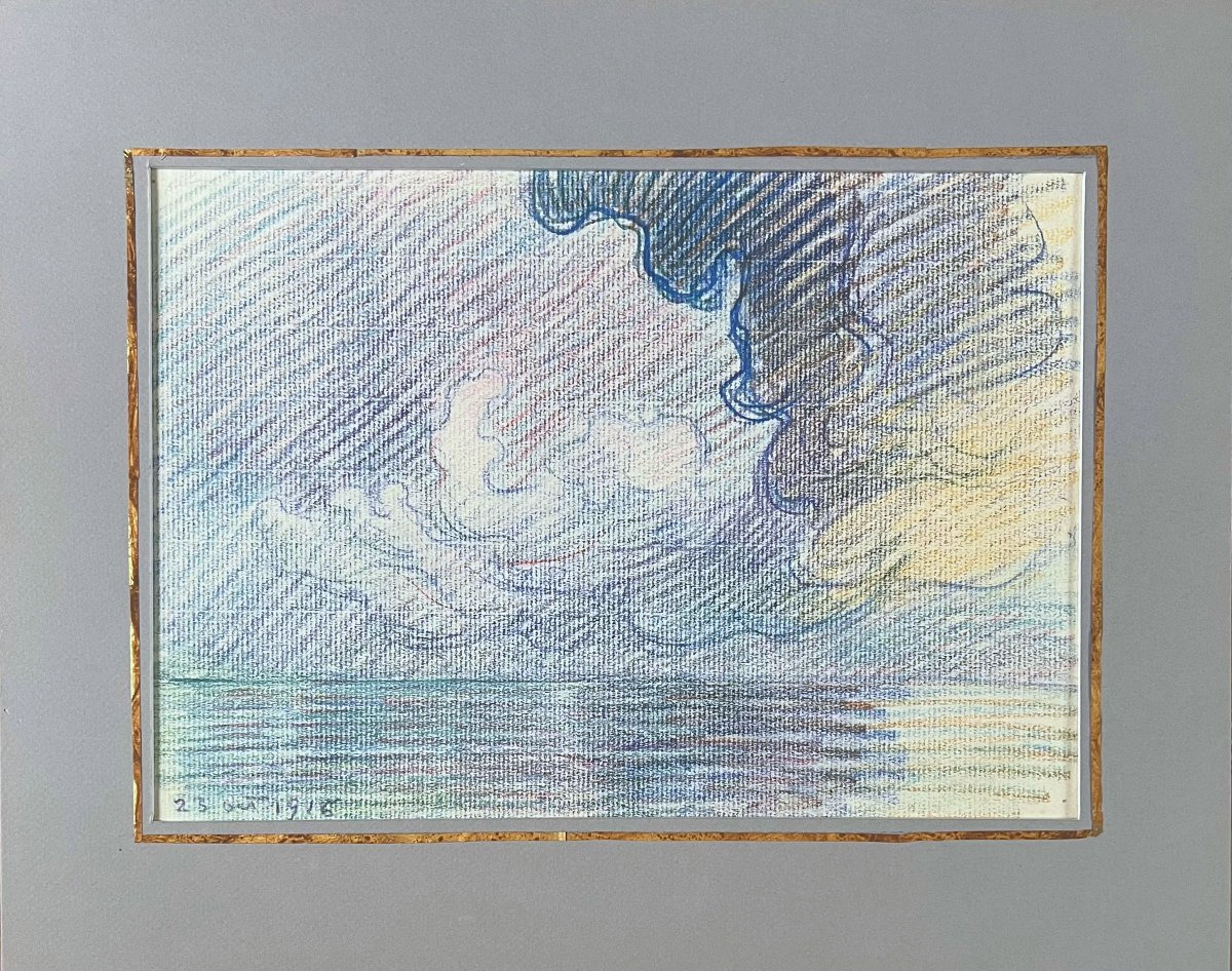 Victor PROUVE (1858-1943) Etude de Ciel, Crayons de couleur sur papier, 1915-photo-3