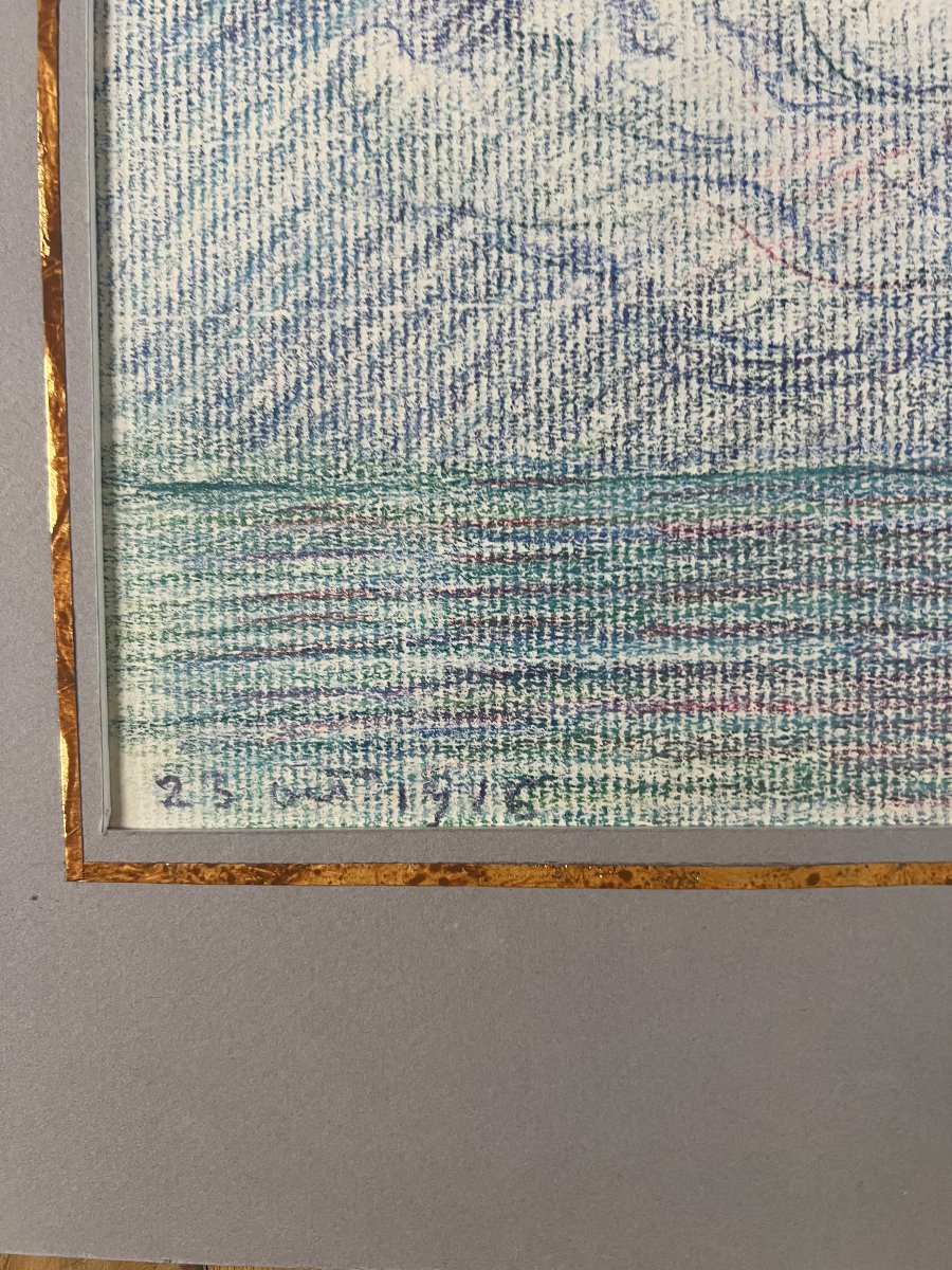 Victor PROUVE (1858-1943) Etude de Ciel, Crayons de couleur sur papier, 1915-photo-2
