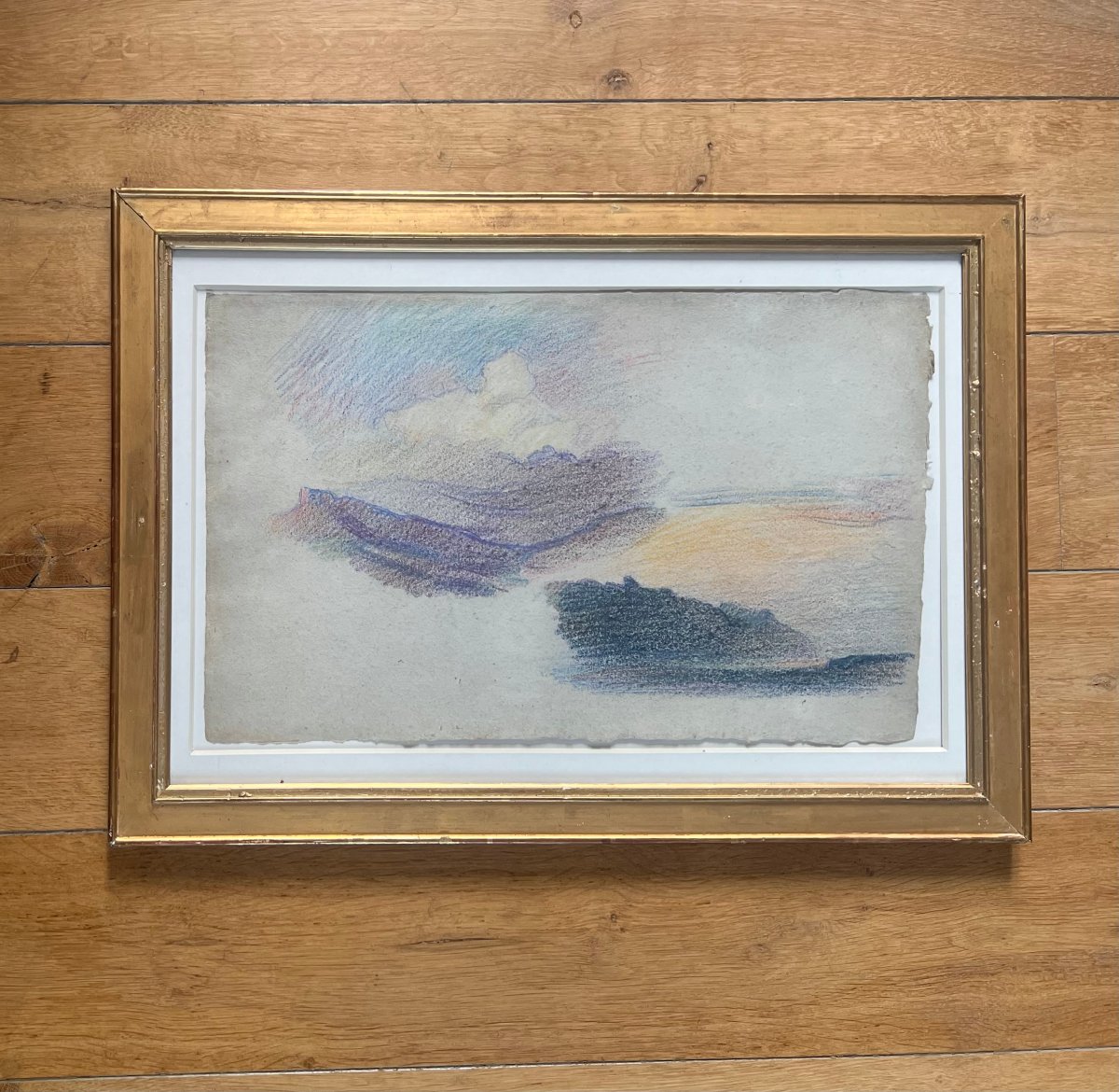Victor PROUVE (1858-1943) Etude de Paysage, Pastel et Crayons de couleur sur papier crème-photo-1