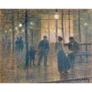 Marie-Gabriel BIESSY (1854-1935) Les Grands Boulevards, Effet De Nuit, Vers 1900, Pastel 