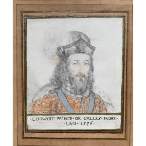  Thierry BELLANGÉ (1594-1638) , Portrait d'Édouard Prince De Galles, Aquarelle, gouache, crayon sur Velin 