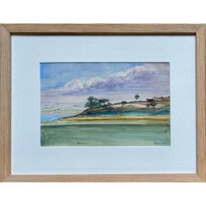 Jean FRÉLAUT (1879-1954),  Paire d'Aquarelles, Vues Du Golfe Du Morbihan, Vers 1900