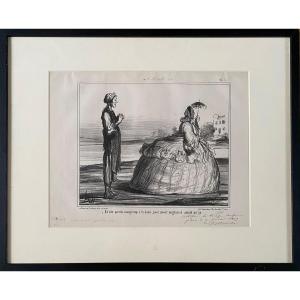 Honoré DAUMIER (1808-1879),  Rarissime Lithographie avec bon à tirer du censeur ,Série Actualités, Tirage Sur Blanc 