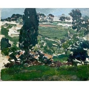 Léon Carré (1878-1942) View Of El Biar, Near Algiers, Oil On Cardboard, Signed