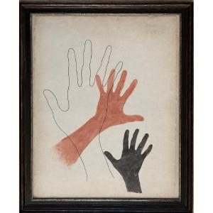 Paul Colin (1892–1985) Study Of Hands, Poster Design, Ink And Watercolor, Signed