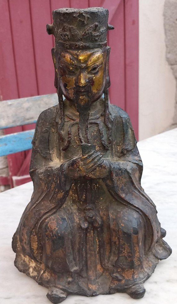 Dignitaire Chinois Bronze 16eme 17eme Siècle 
