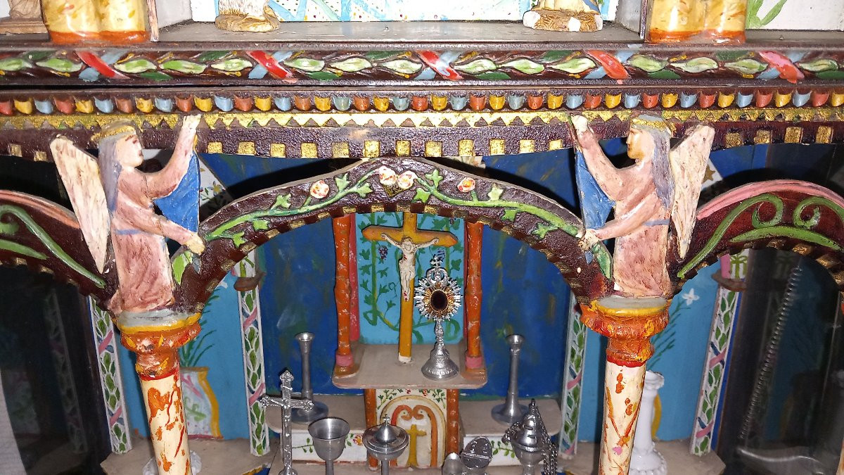 Autel Diorama pour Catéchisme Art populaire Lozère 19/20ème-photo-4