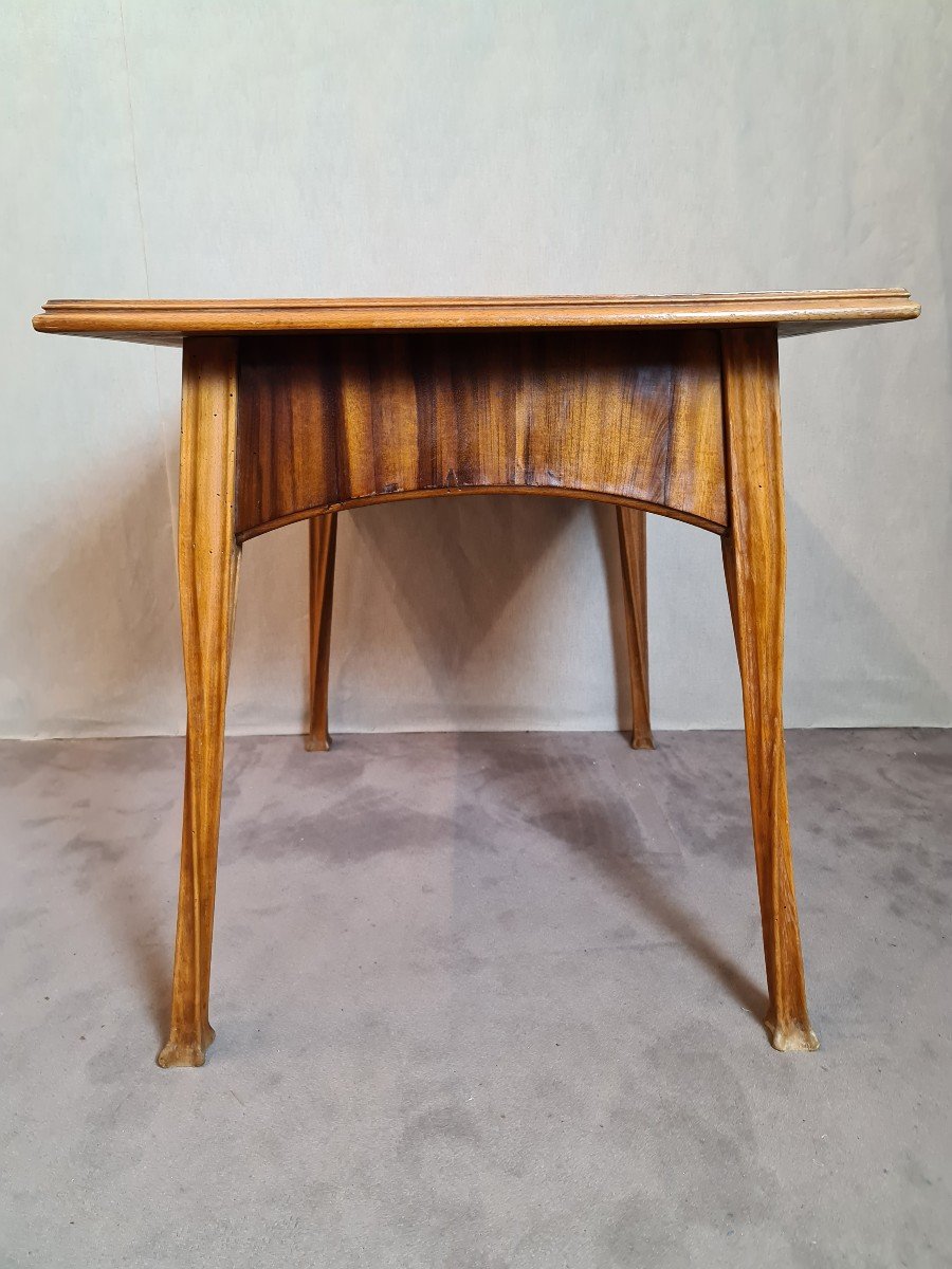 Flat Desk / Table Attributed To Majorelle "chestnut Leaves"-photo-3