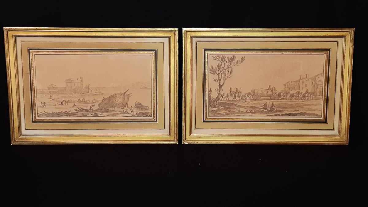 Pair Of Drawings - G.pérelle - 17th