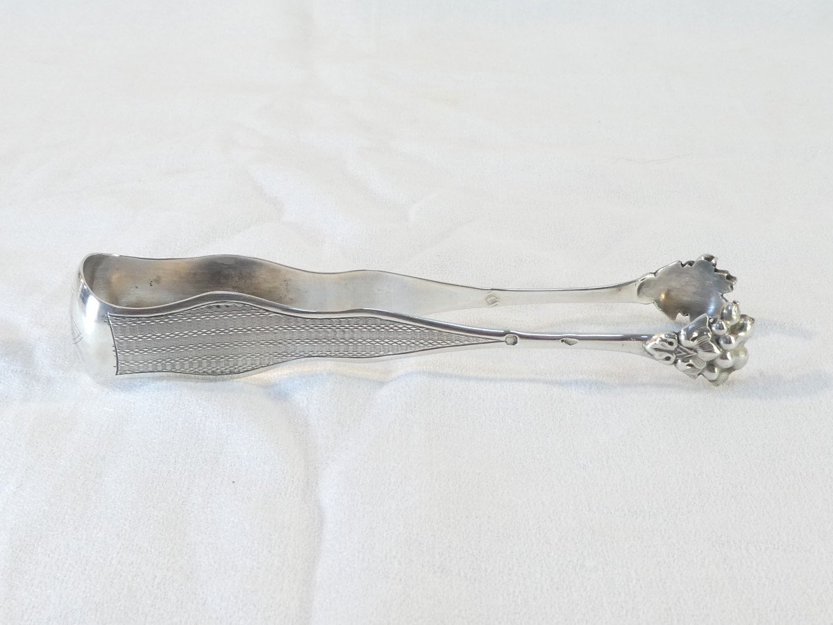 Sugar Tongs In Sterling Silver, 19th Century, Goldsmith Paul Massat-photo-1