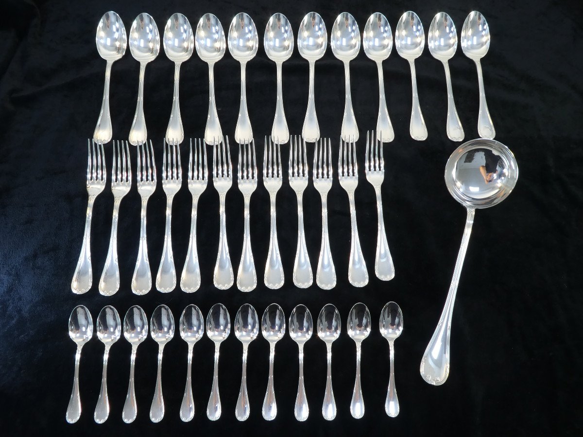 Cutlery Set Christofle 37 Pieces Model Crossed Ribbon Tbe