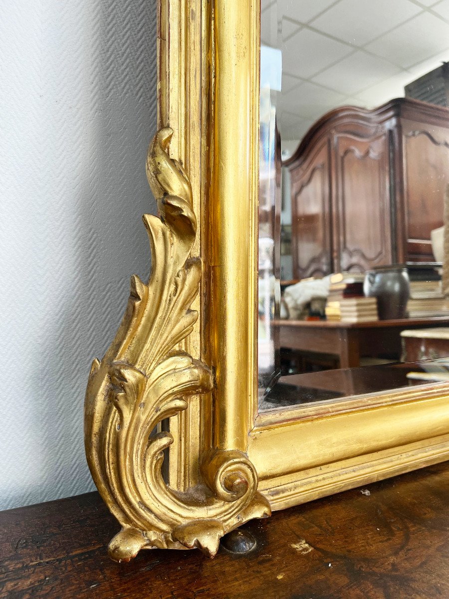 Grand Miroir Doré d'époque 19eme De Style Louis XV-photo-3