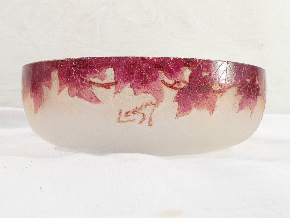 Legras Ruby Bowl In Acid-cleared Frosted Glass Art Nouveau-photo-2