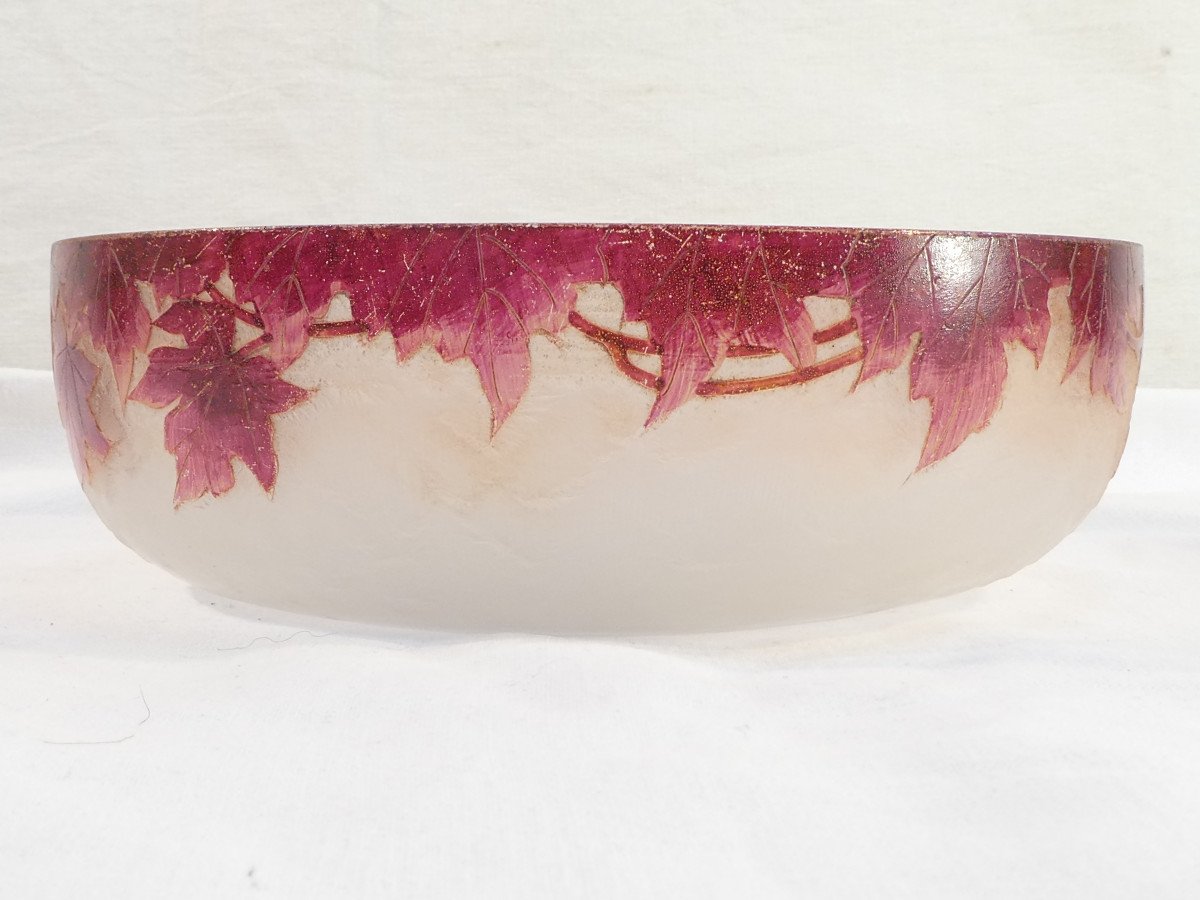 Legras Ruby Bowl In Acid-cleared Frosted Glass Art Nouveau-photo-4