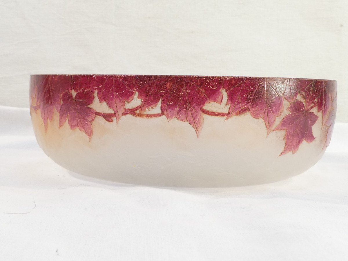 Legras Ruby Bowl In Acid-cleared Frosted Glass Art Nouveau-photo-1