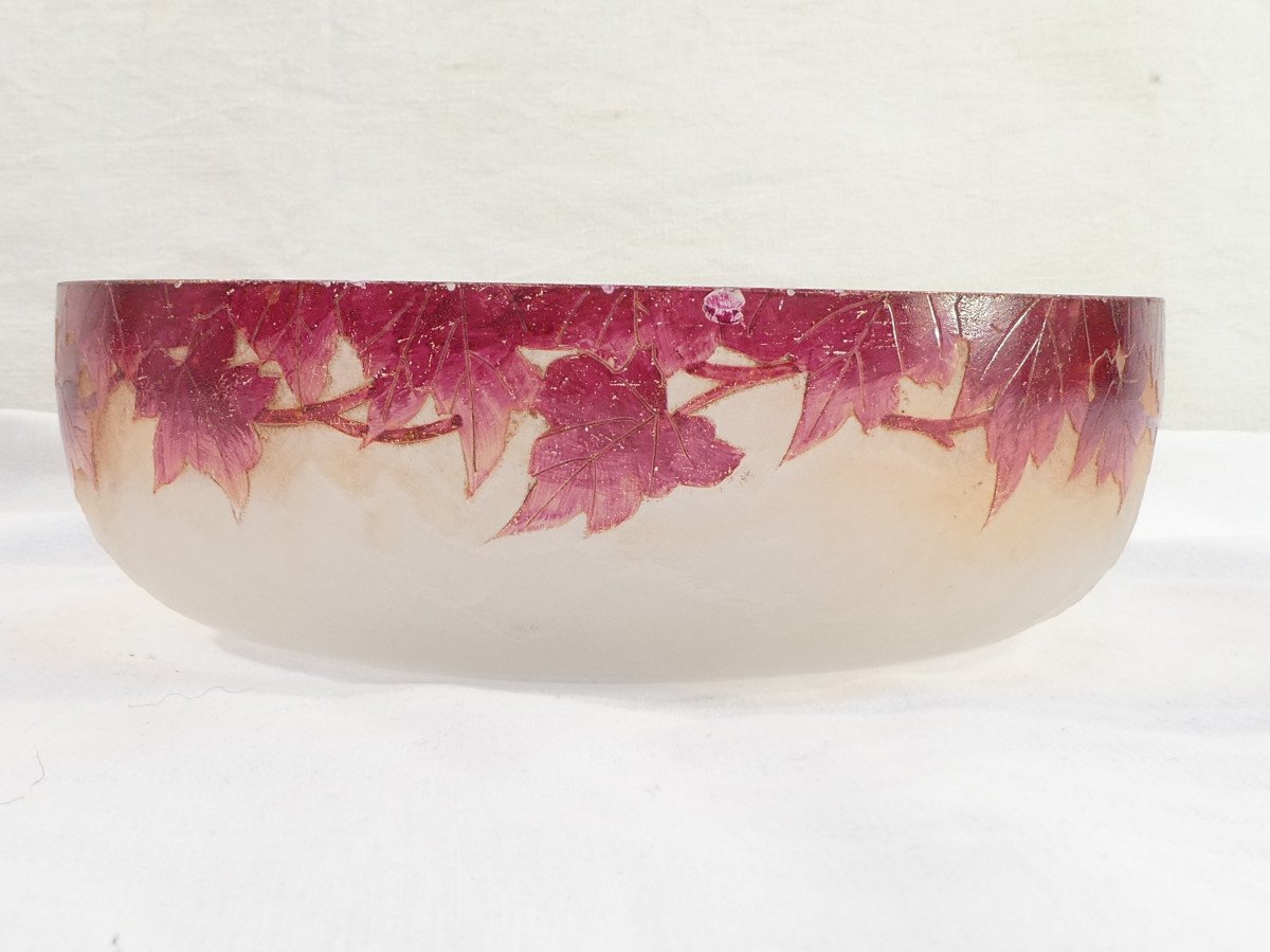 Legras Ruby Bowl In Acid-cleared Frosted Glass Art Nouveau-photo-2