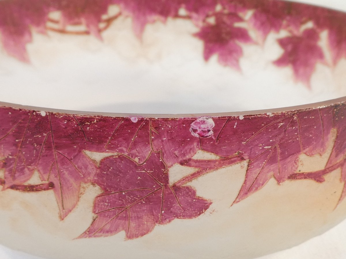 Legras Ruby Bowl In Acid-cleared Frosted Glass Art Nouveau-photo-3
