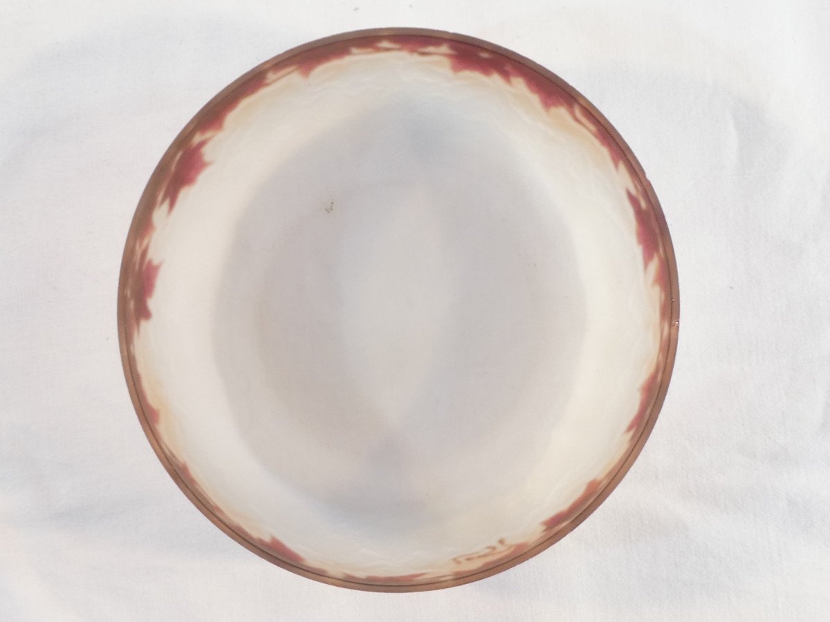 Legras Ruby Bowl In Acid-cleared Frosted Glass Art Nouveau-photo-4