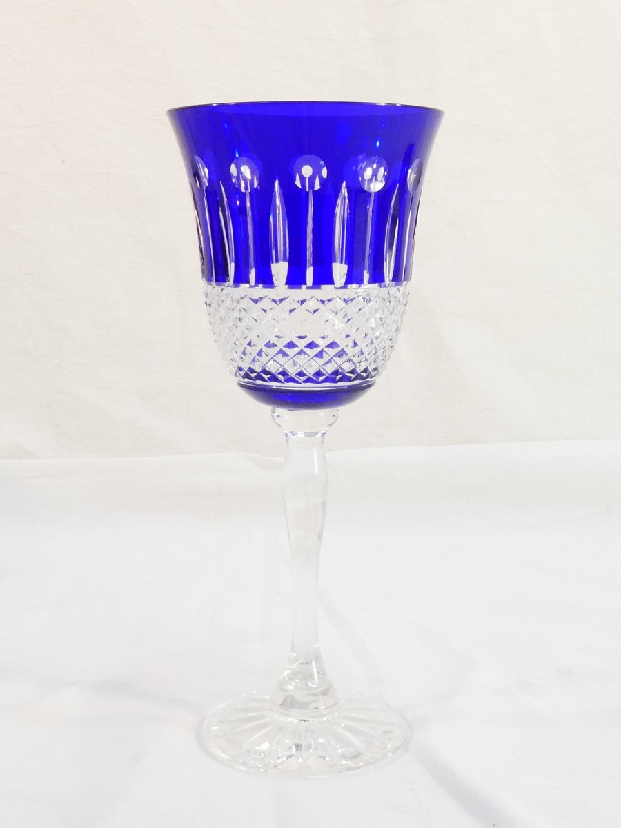 6 Large Colored Crystal Water Glasses (cristallerie De Lorraine)-photo-2