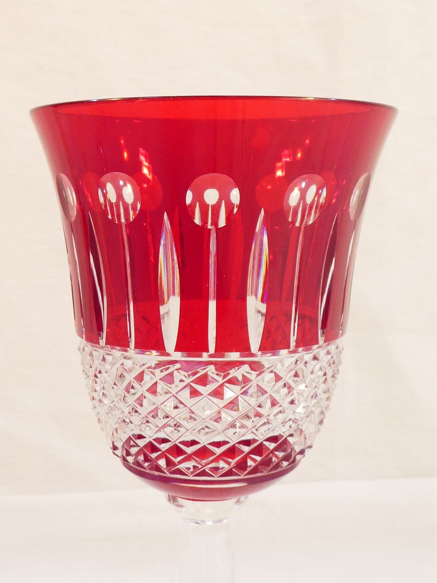 6 Large Colored Crystal Water Glasses (cristallerie De Lorraine)-photo-4