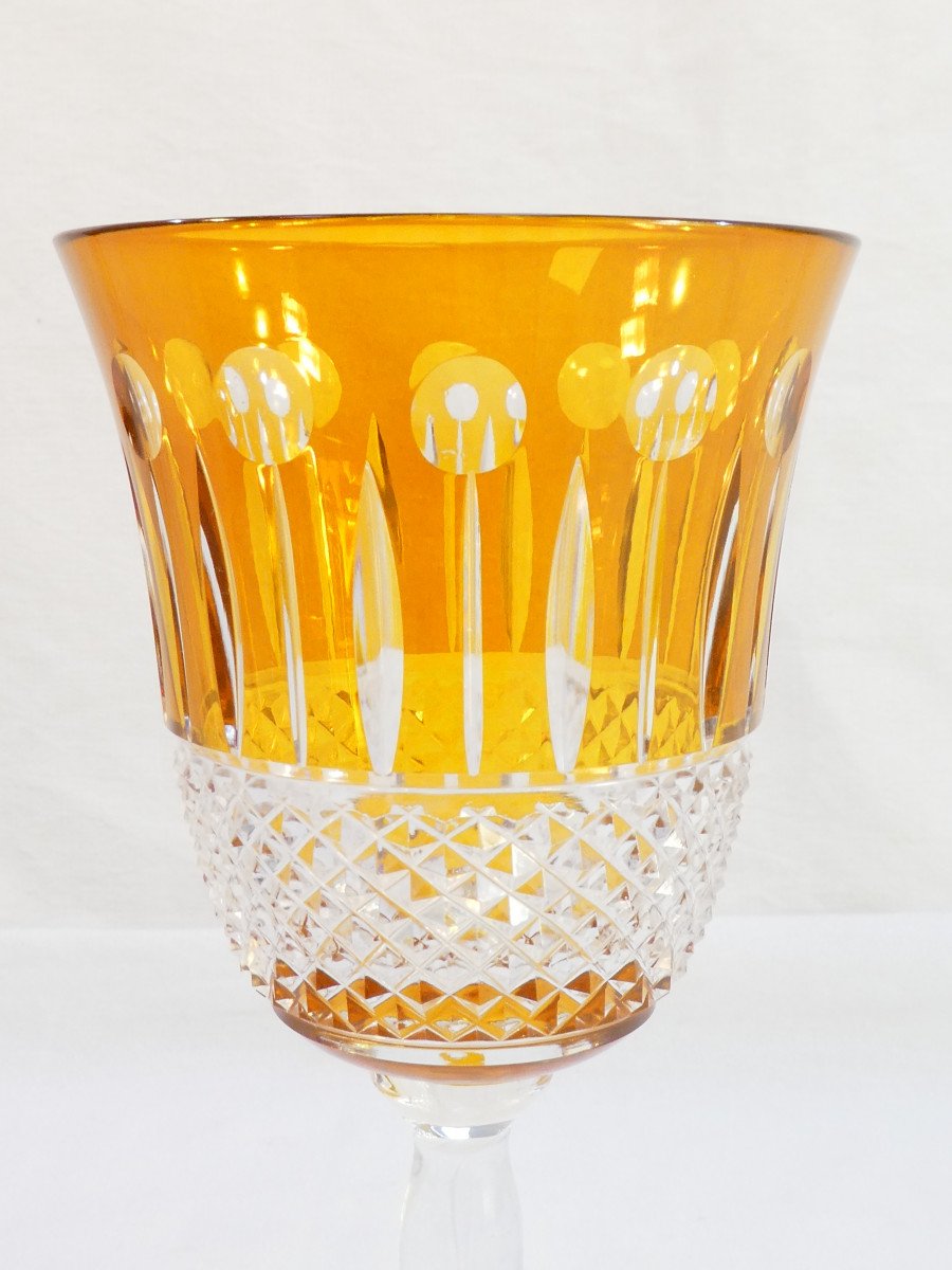 6 Large Colored Crystal Water Glasses (cristallerie De Lorraine)-photo-6