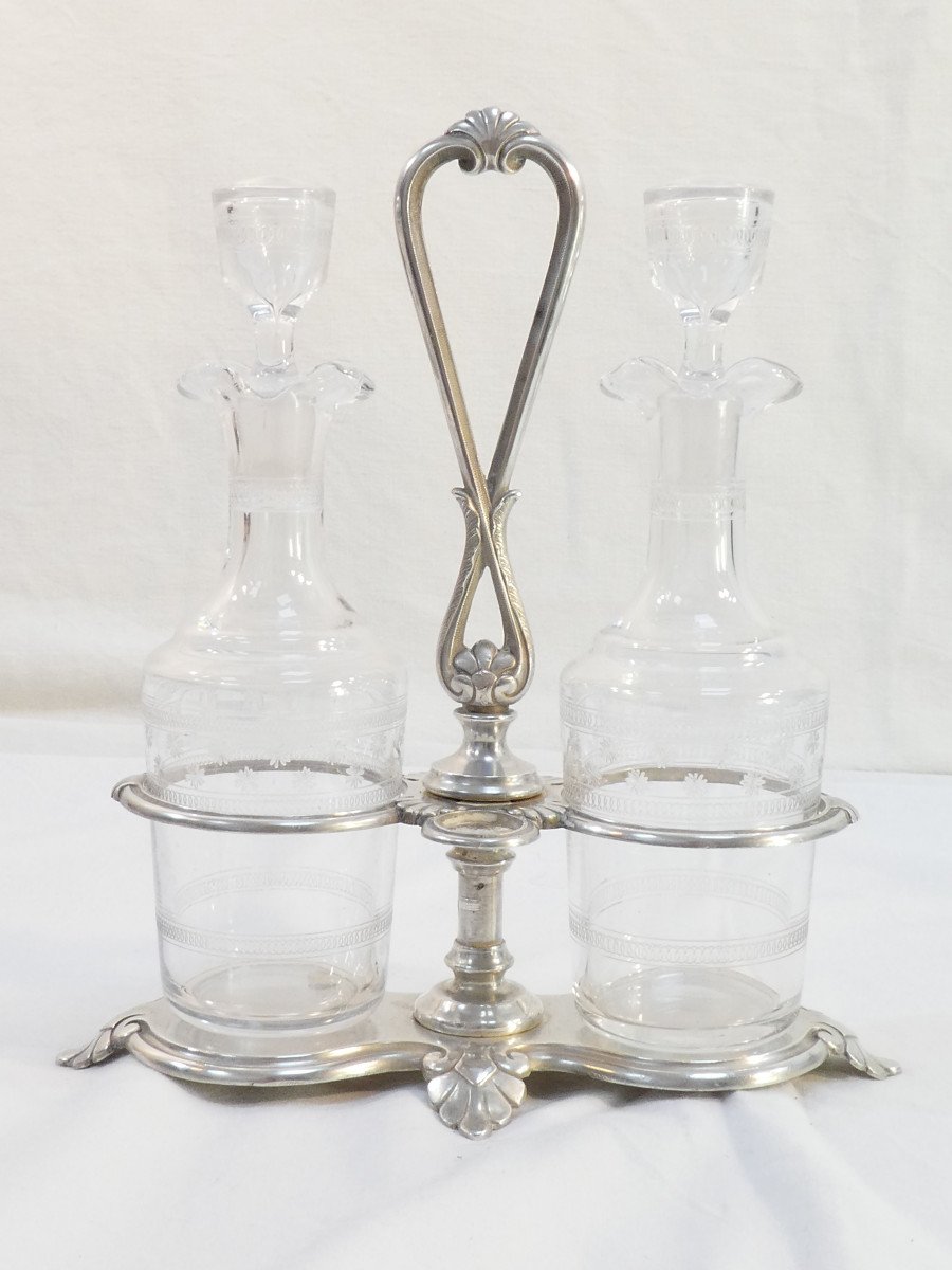 Huilier vinaigrier en Métal argenté BOUILLET et BOURDELLE verrerie BACCARAT-photo-2