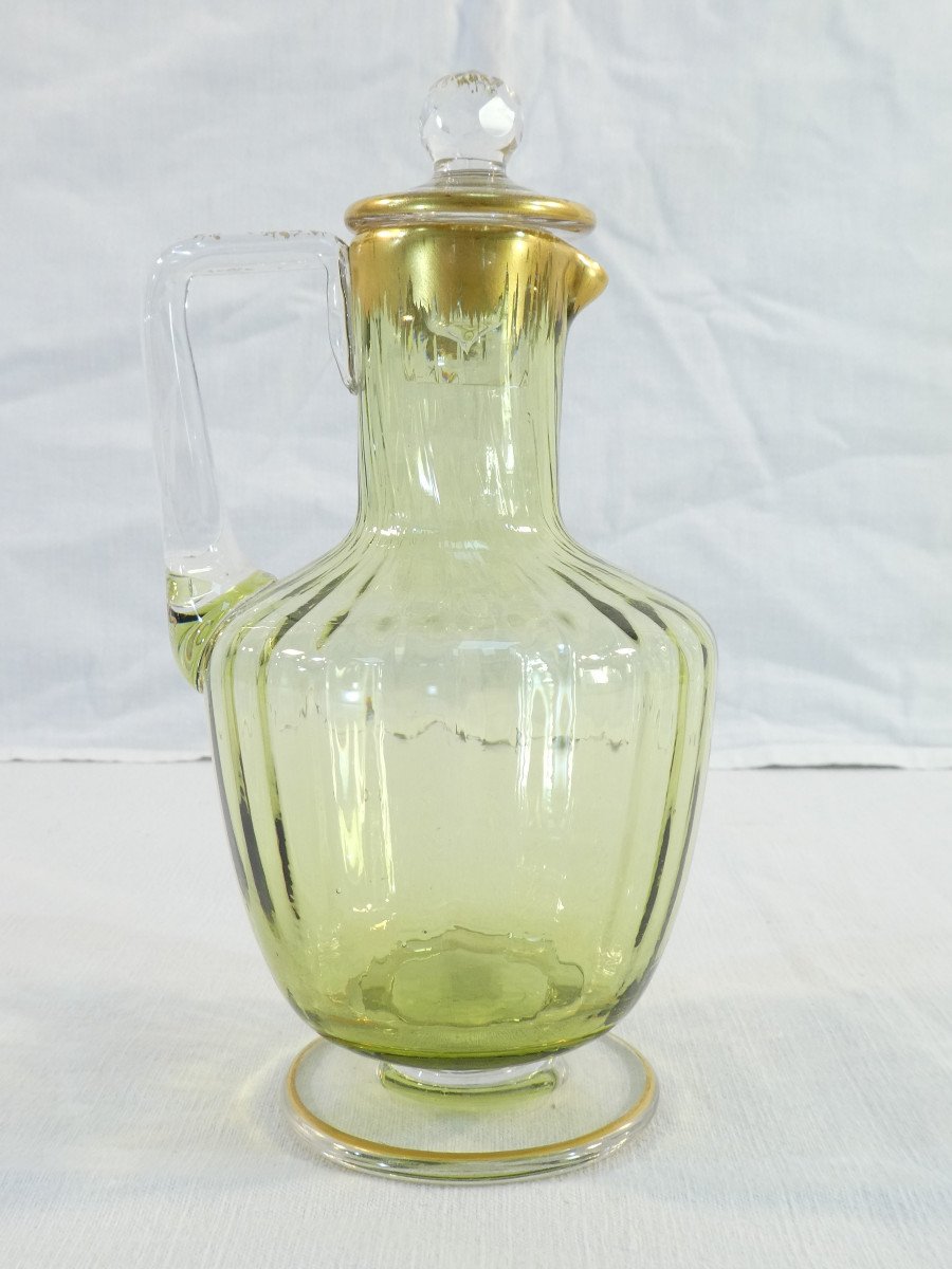 Rare SERVICE DE NUIT en cristal teinté vert BACCARAT / DAUM / ST LOUIS / ST DENIS-photo-3