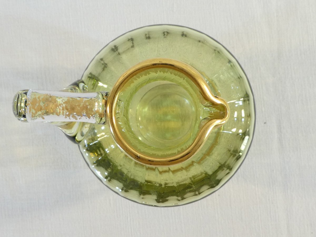 Rare SERVICE DE NUIT en cristal teinté vert BACCARAT / DAUM / ST LOUIS / ST DENIS-photo-1