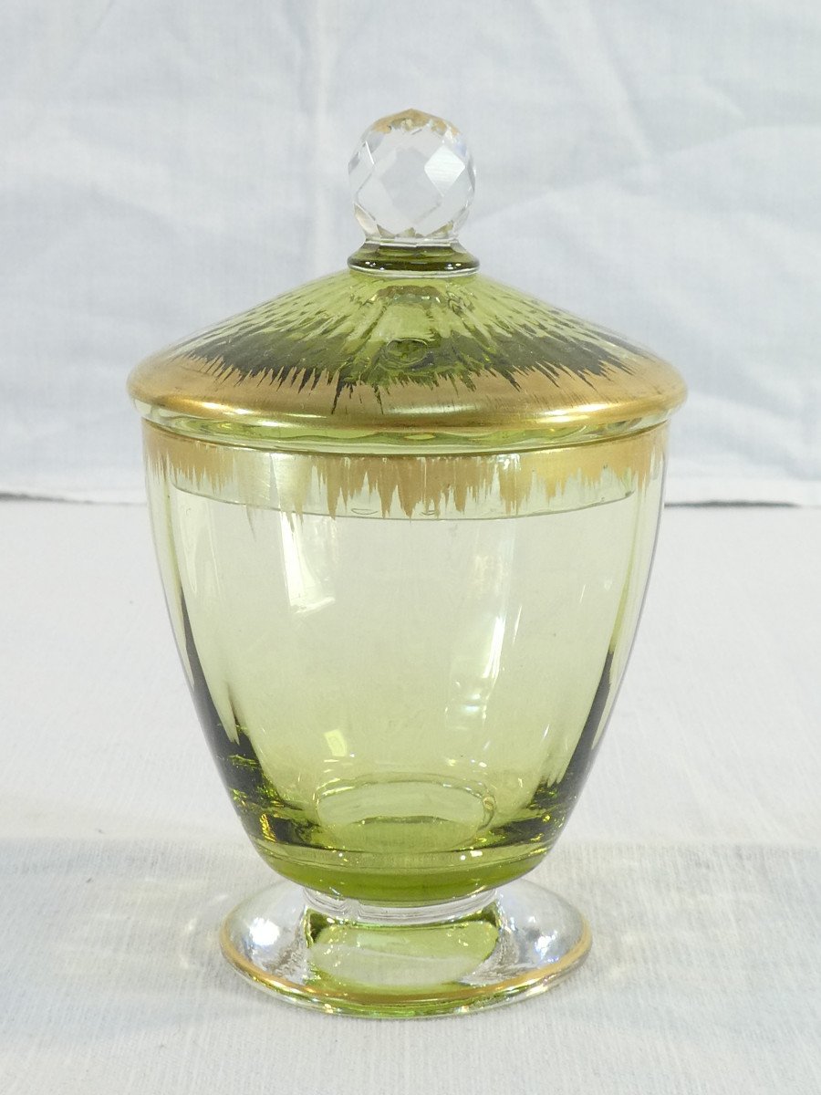 Rare SERVICE DE NUIT en cristal teinté vert BACCARAT / DAUM / ST LOUIS / ST DENIS-photo-4