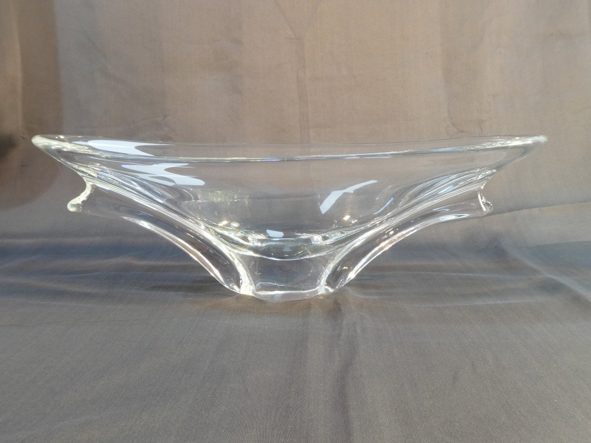 Large Crystal Fruit Bowl Signed Daum France-photo-1